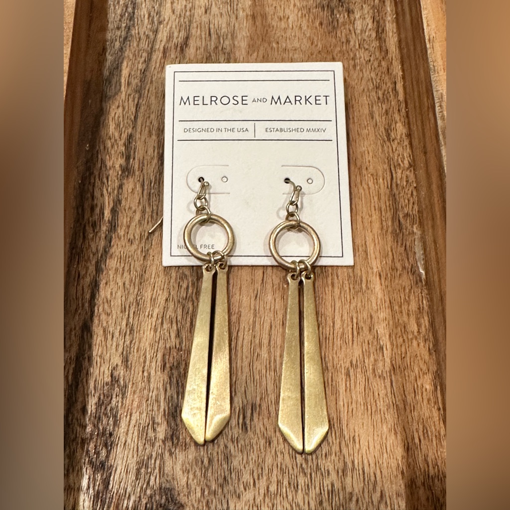 Nwt Melrose And Market Aged Gold Tone Dangle Earrings !
